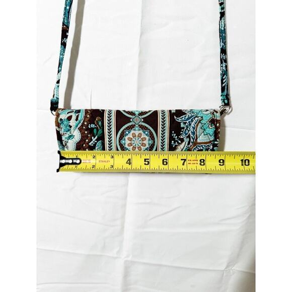 Vera Bradley Java Blue Brown Retired TriFold Wallet Crossbody Wristlet Purse - Picture 3 of 8